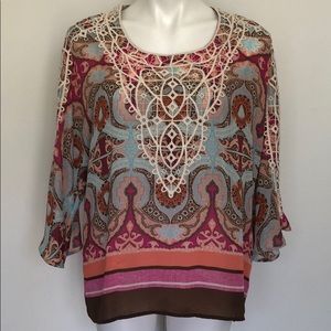 Chico’s lace overlay top. Size 8